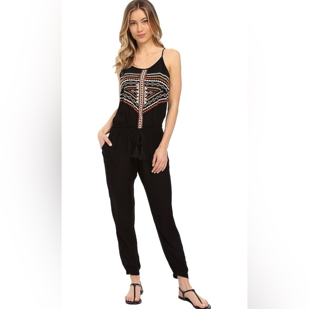 RipCurl Ritual Embroidered Viscose Jumpsuit – Black ✨